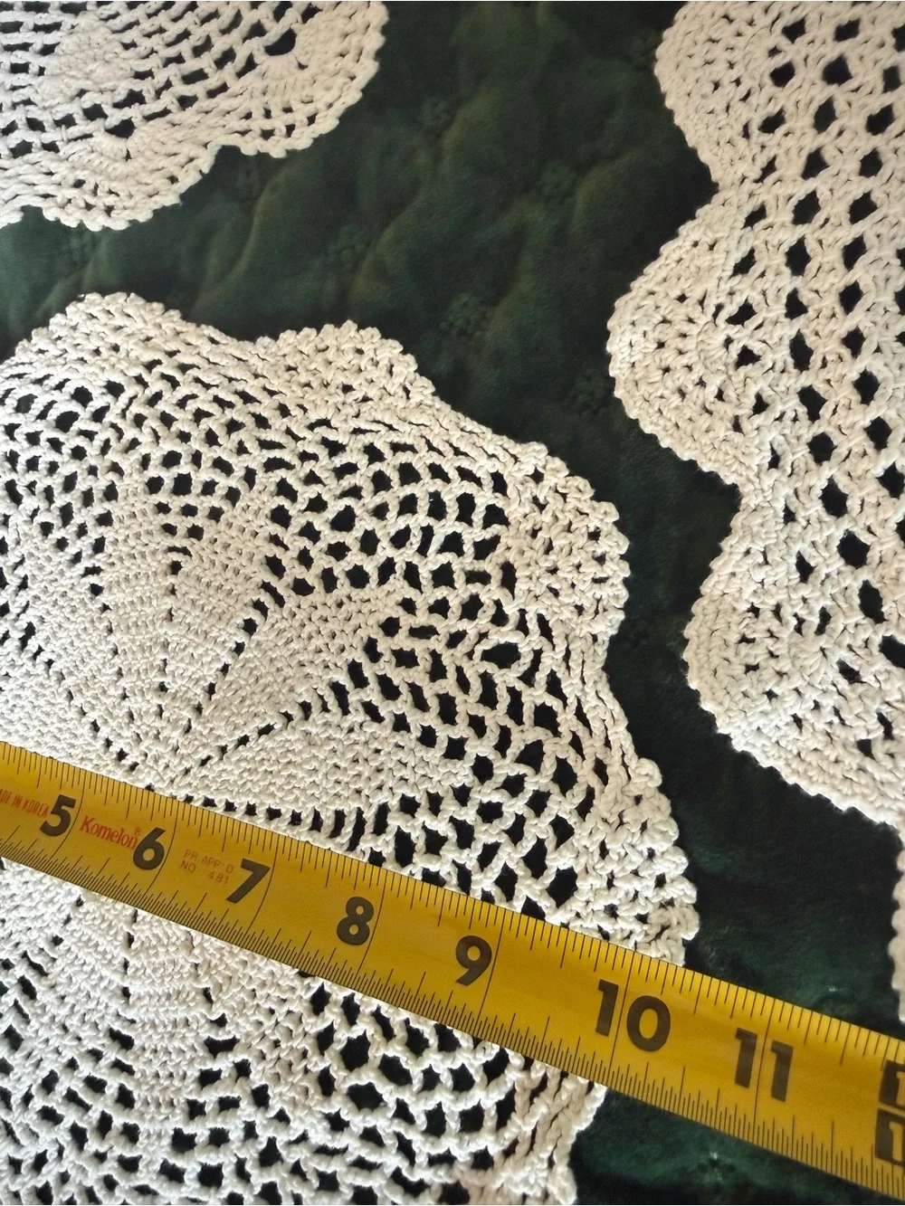 4 Pc Cotton Crochet Doily Set Ecru Floral Round & Rectangle Doilies